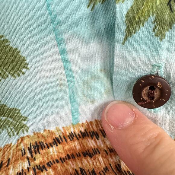 Ky's Vintage Hawaiian Shirt Motorcycle Biker Short Sleeve Resort Vacation Blue S - Picture 4 of 13